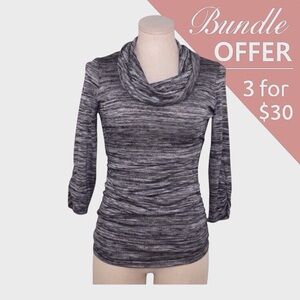 AB Studio Gray Space Dye Cowl Neck Top